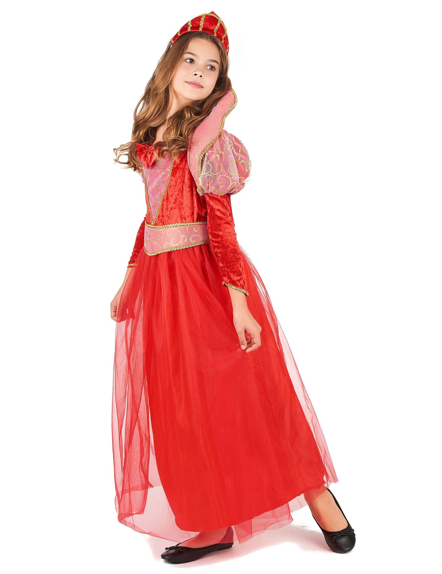 Középkori királynő álruhás puffadt lányokkal