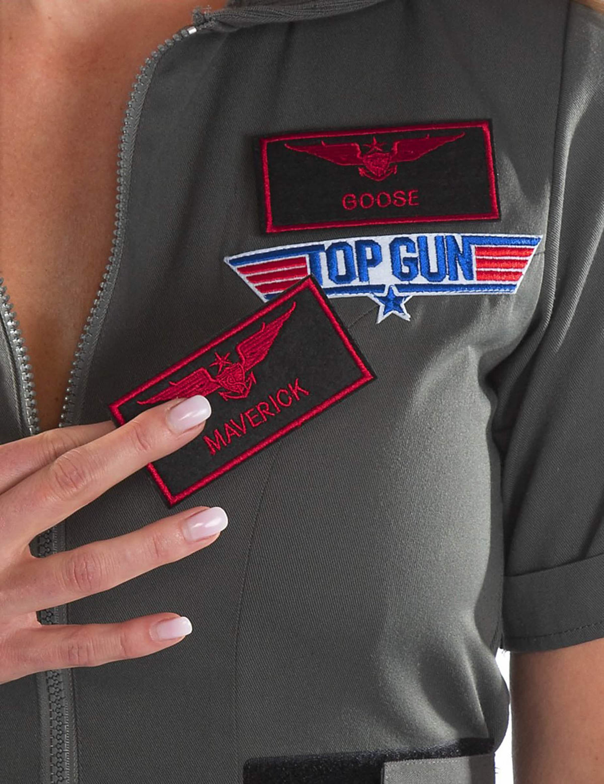 A Top Gun ruha jelmez cserélhető felvarróinak részletei