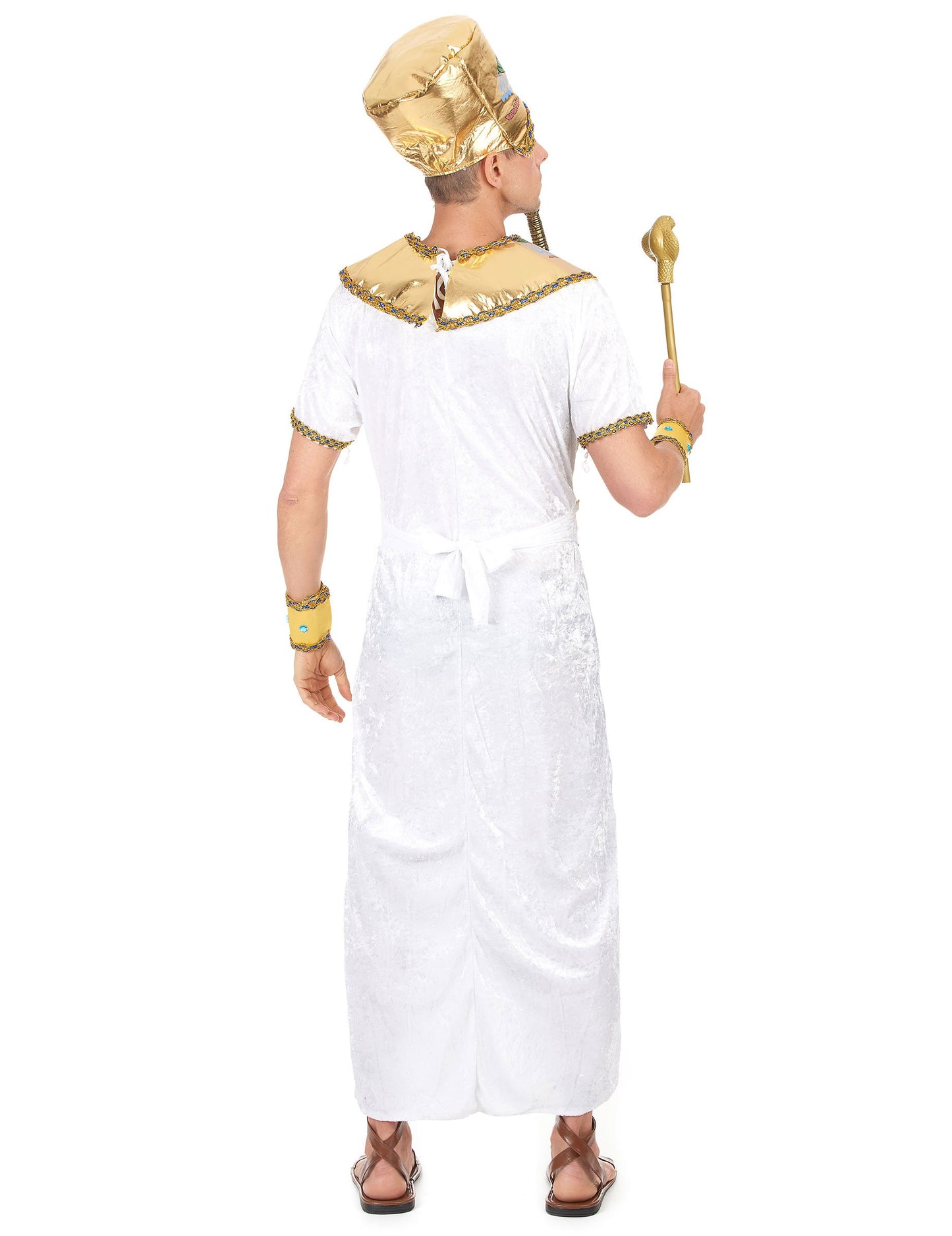 Hátulról nézet a teljes egyiptomi király jelmezről