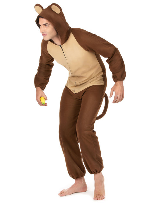Vue de profil avec queue du déguisement de singe pour homme