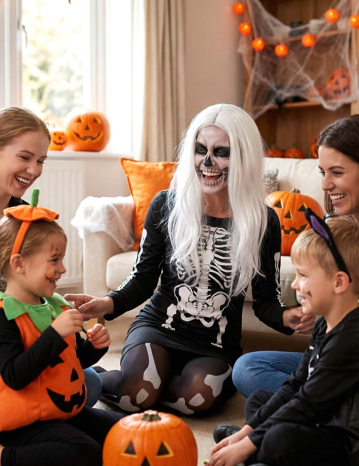 halloween női csontváz jelmez viselése egy halloween-partin