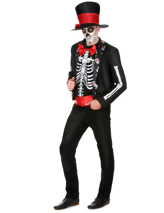 Déguisement Squelette motifs Dia de los muertos homme