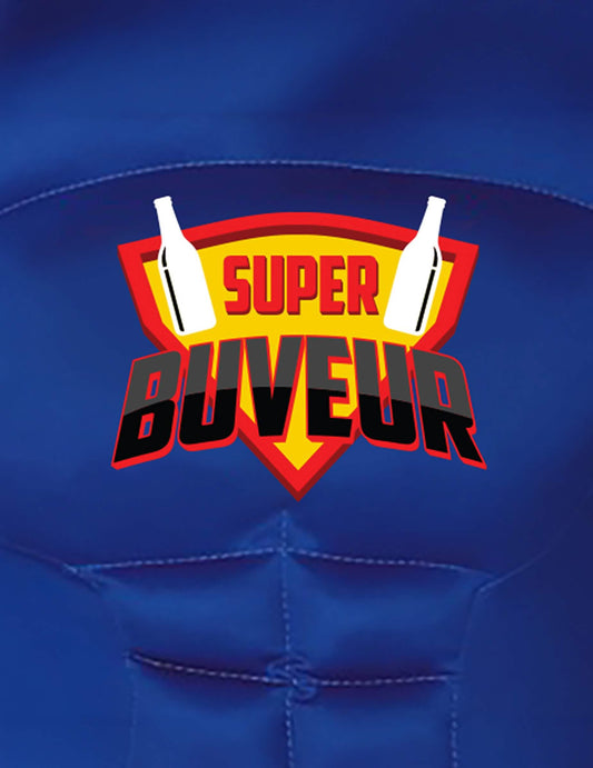 Détail du logo pectoral du déguisement Super Buveur