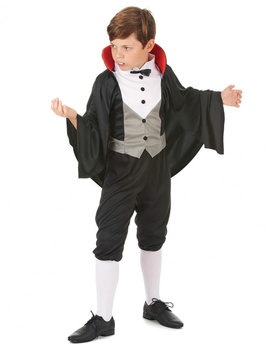 Vue de profil du déguisement de vampire chic pour garçon