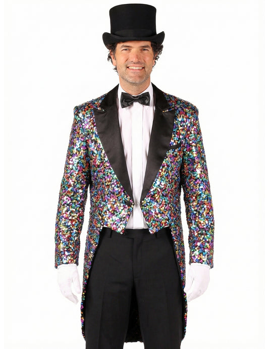 Déguisement veste Carnaval à paillettes multicolore homme