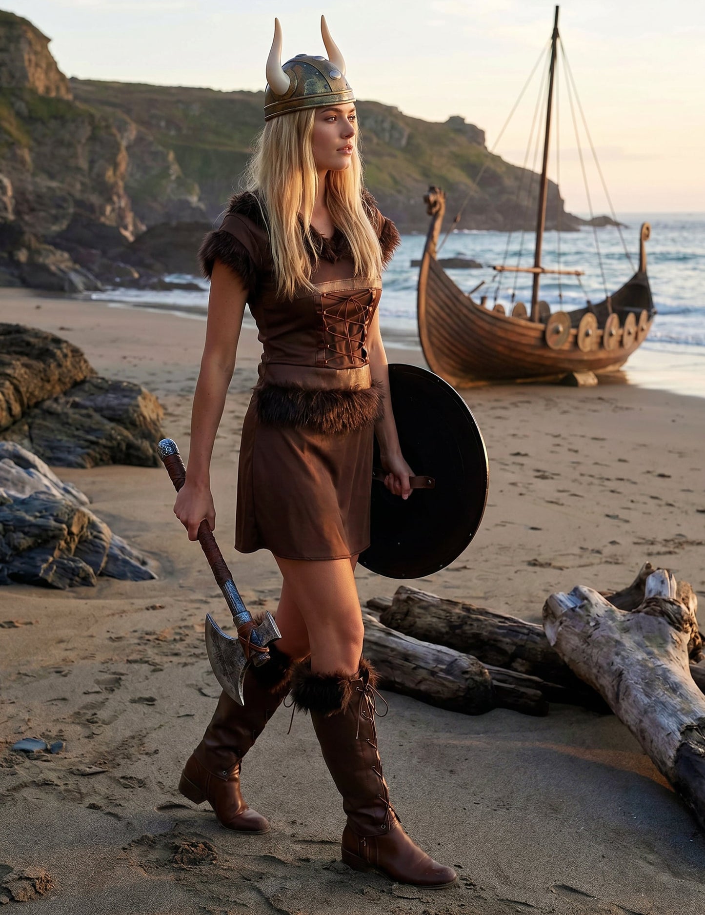Viking jelmez szexi barna nő