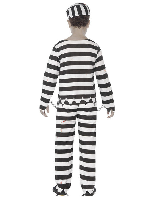 Vue de dos du déguisement zombie prisonnier garçon Halloween