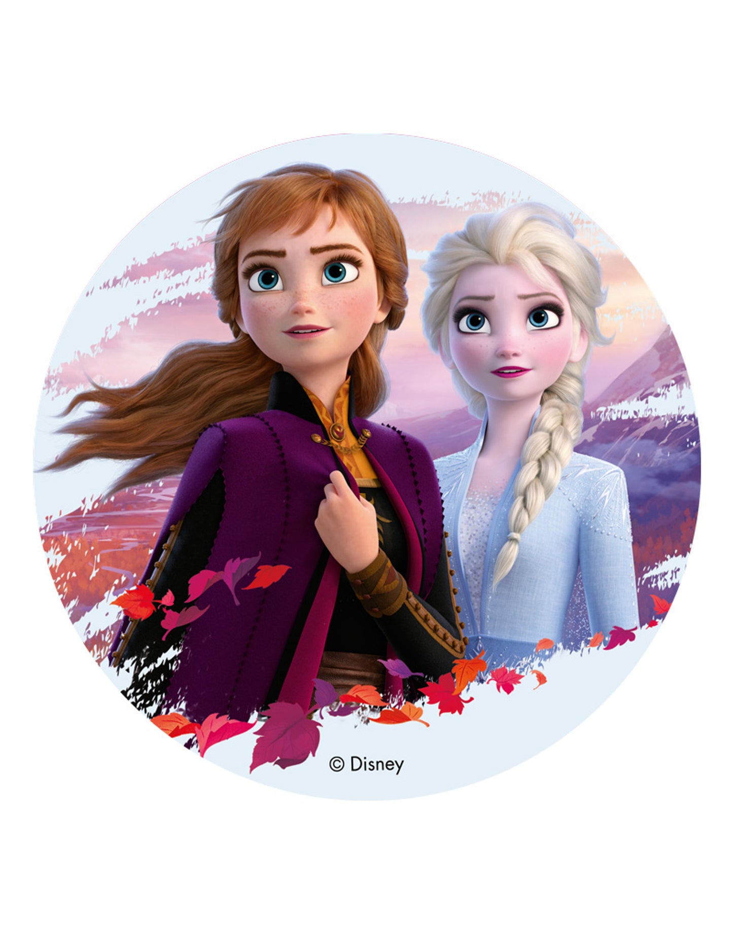 Disque en azyme La Reine des Neiges 2 pour enfant bleu et violet avec Elsa et Anna