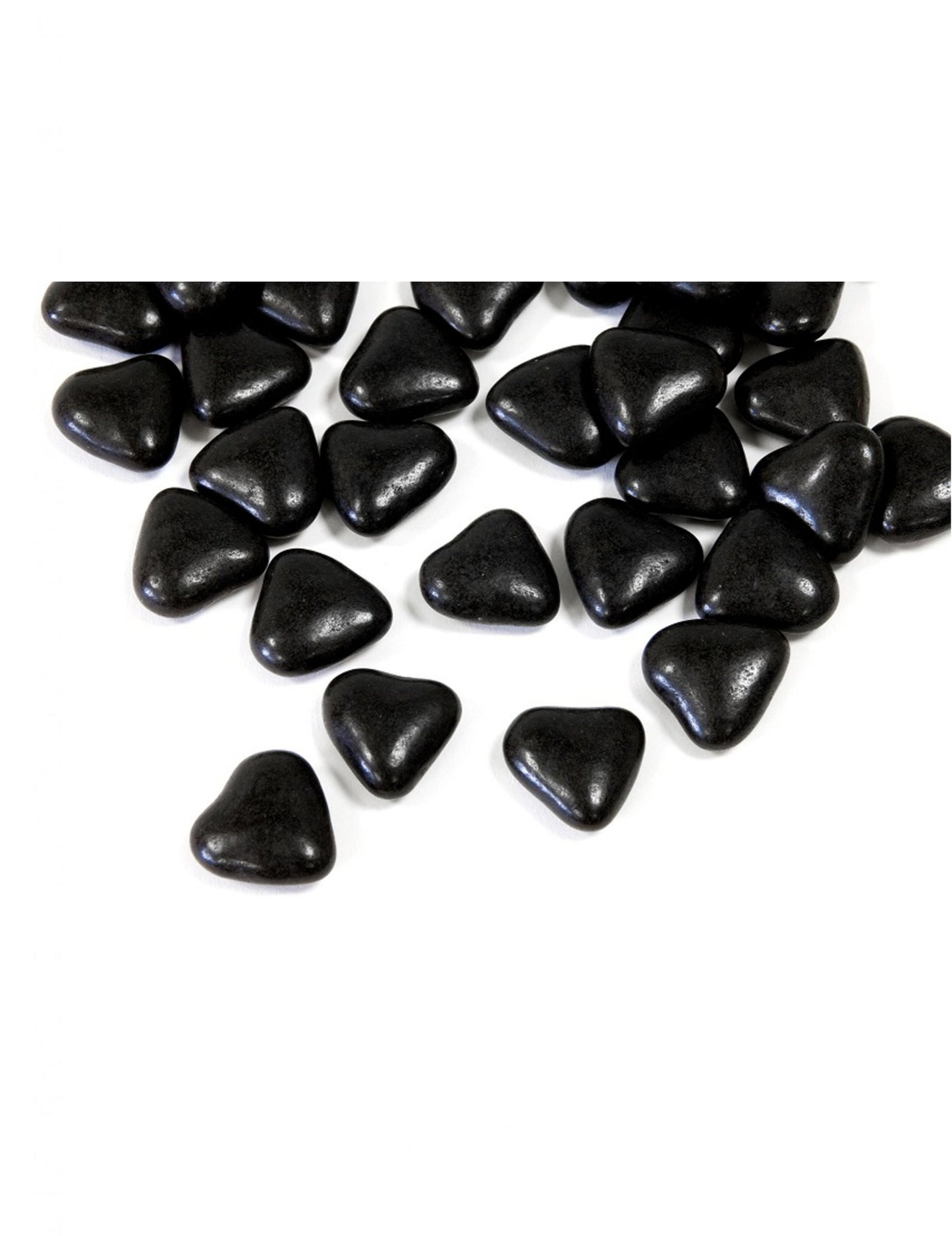 Mini szív alakú fekete csokoládé dragée 250 g-os kiszerelésben elsőáldozásra