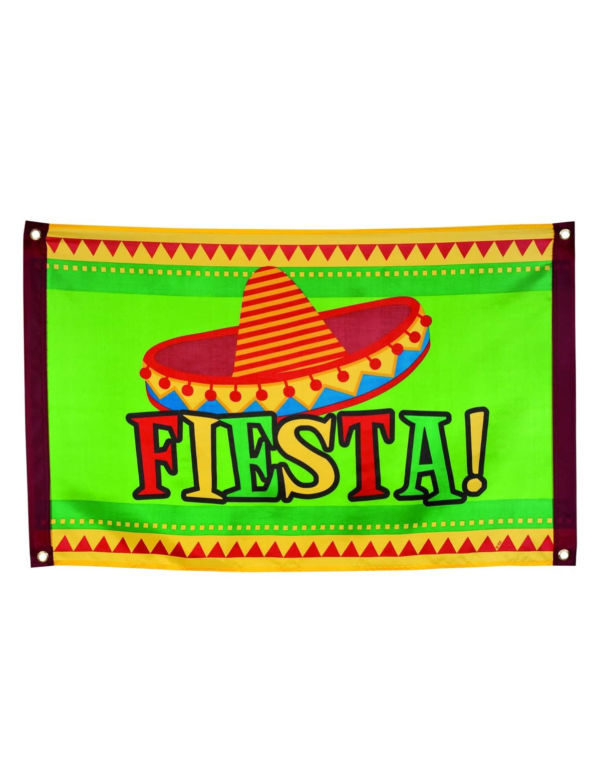 Mexikói zászló ünnepre zöld sombreróval és Fiesta felirattal