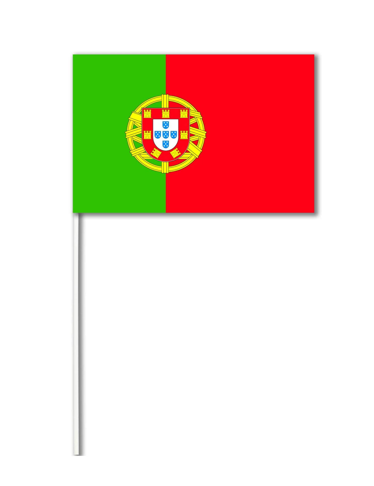 Portugália támogatói papír zászló zöld és piros rúdon