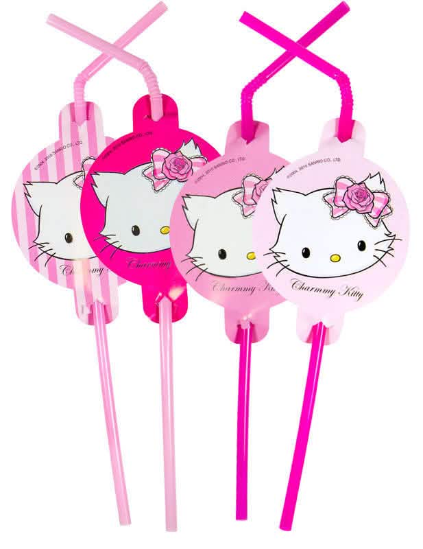 8 szívószálak Charmmy Kitty gyermek rózsaszín