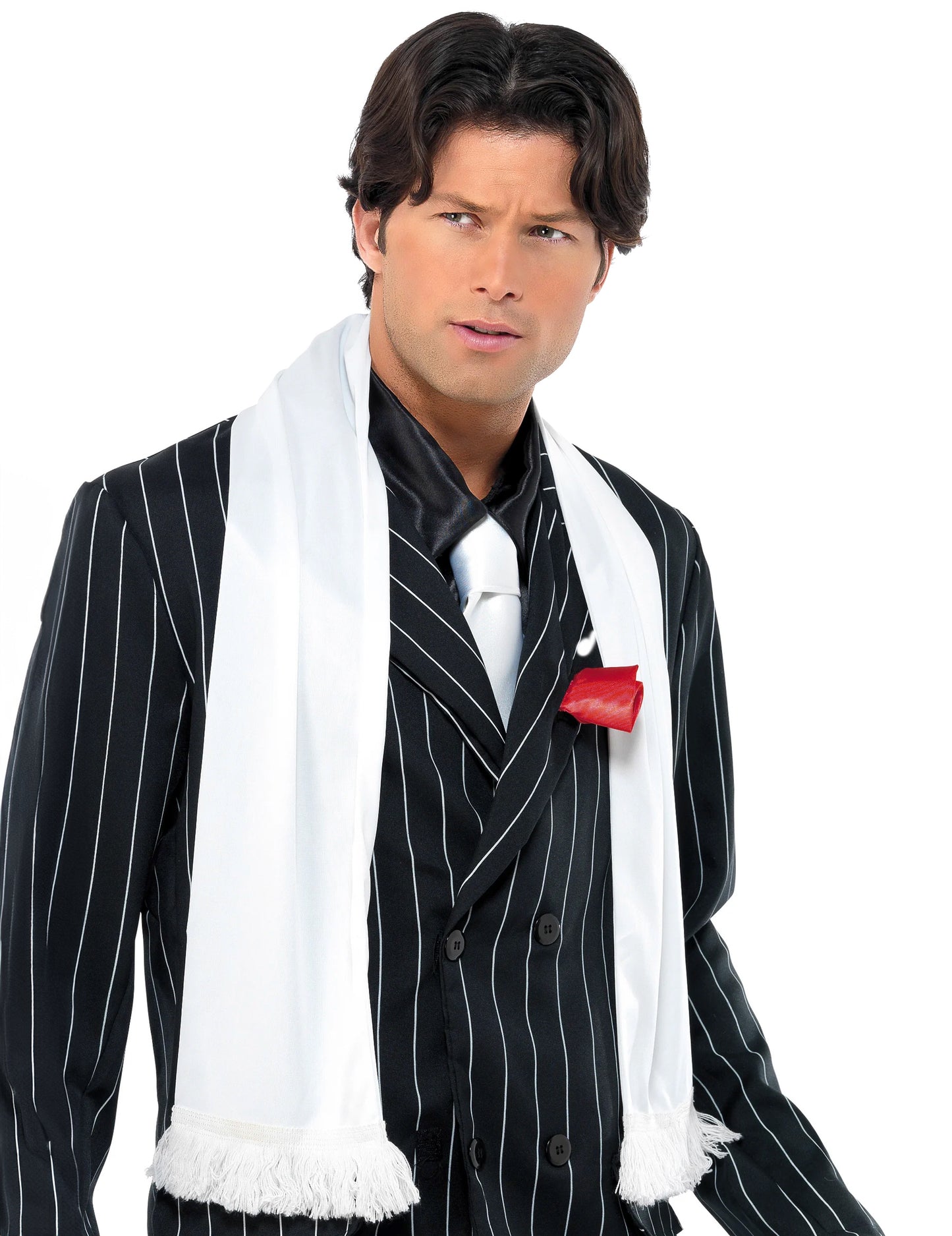 Fehér fröccsöntött férfi gengszter sál fröccsöntött szegéllyel