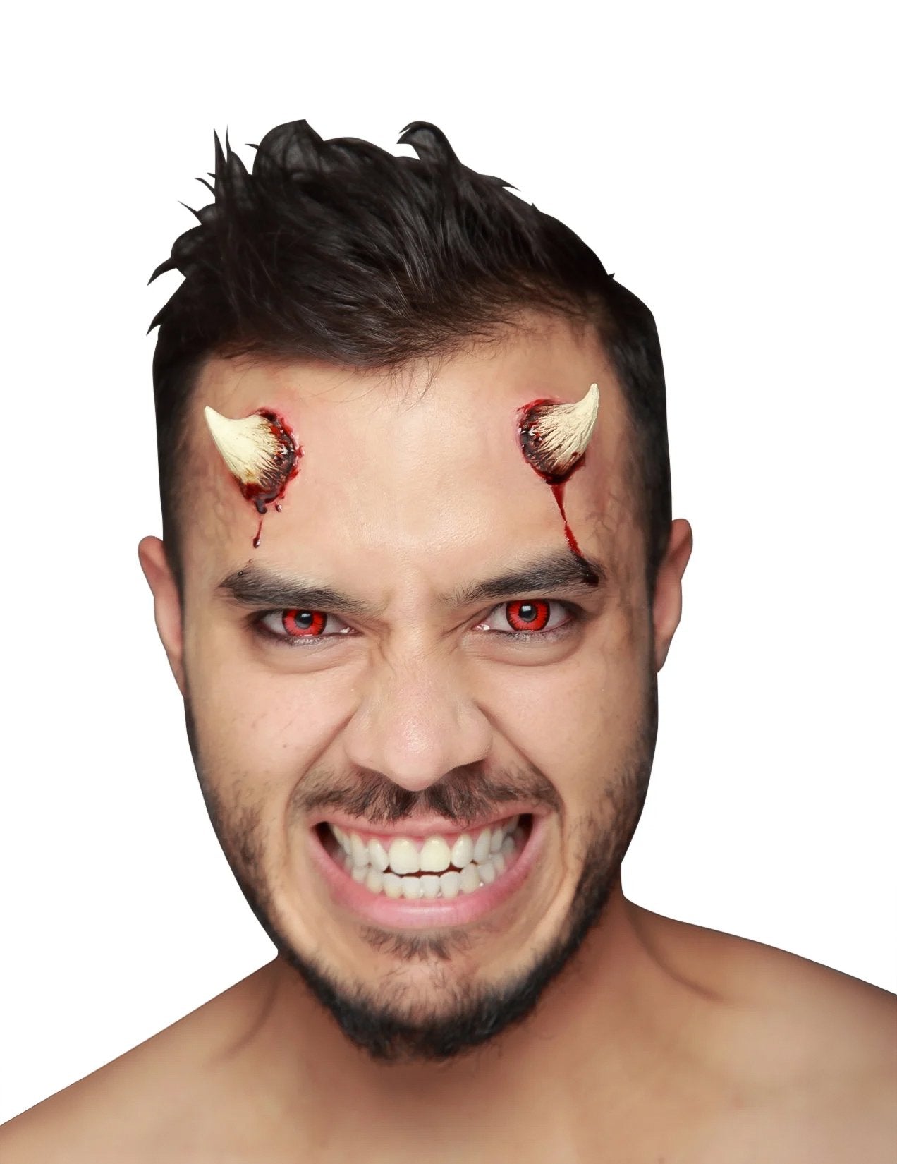 Felnőtt méretű, bézs és véres műördögszarvak