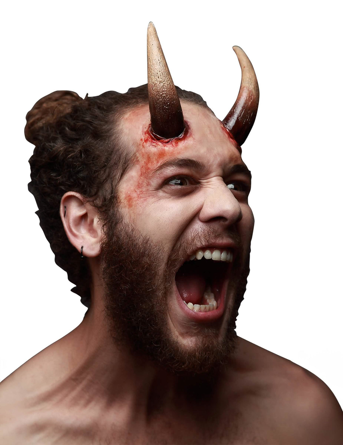 Hamis ördögszarvak halloweenre, felnőtt, bézs és véres