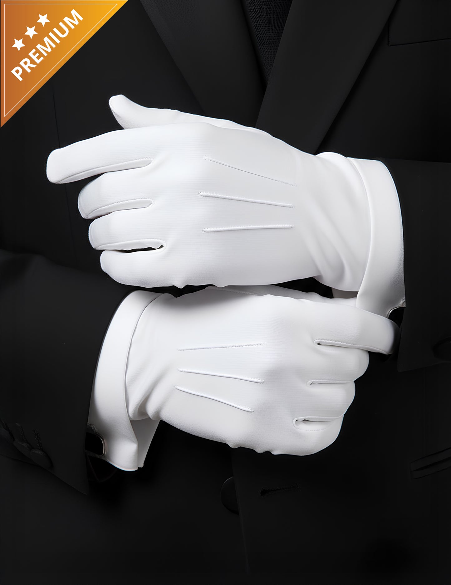 Deluxe felnőtt Mikulás fehér kesztyűk