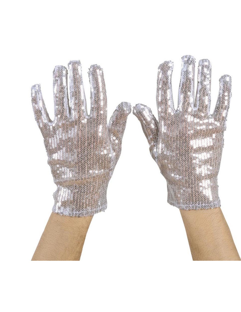 Vue de face des gants courts à paillettes pour adulte