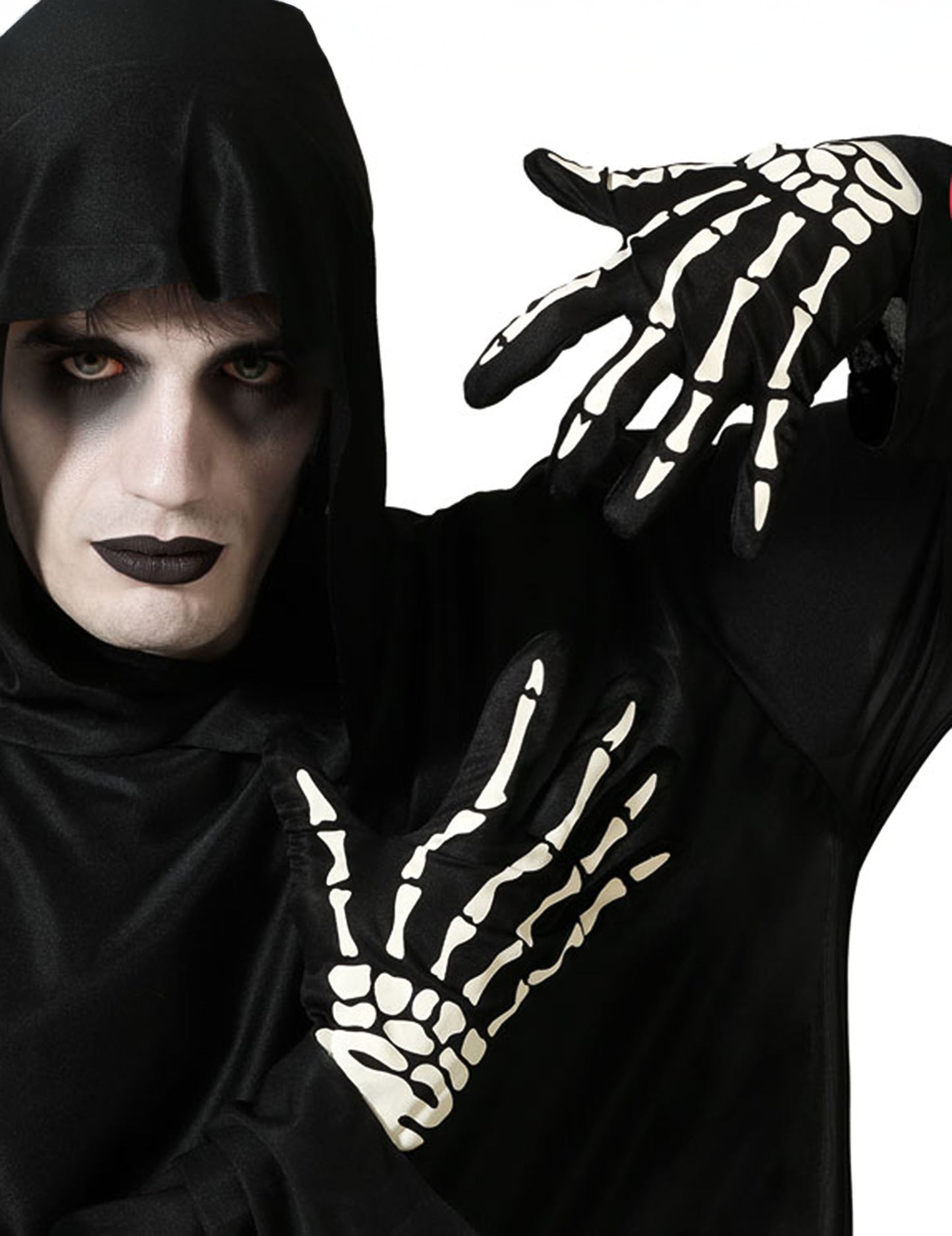 Nagy fekete -fehér csontváz kesztyű felnőtteknek