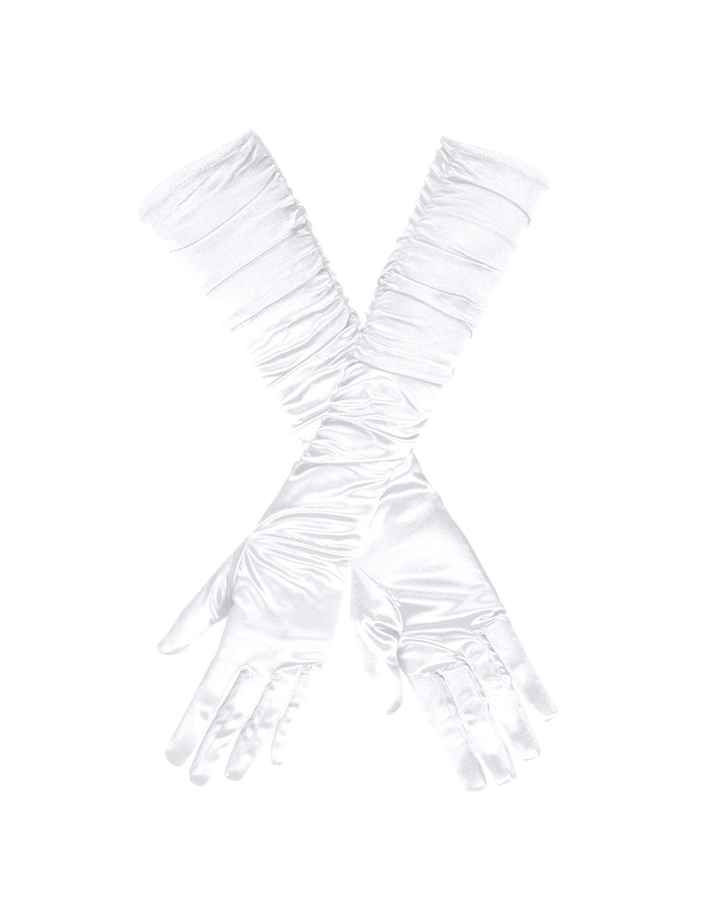 Női fehér szatén hosszú kesztyű