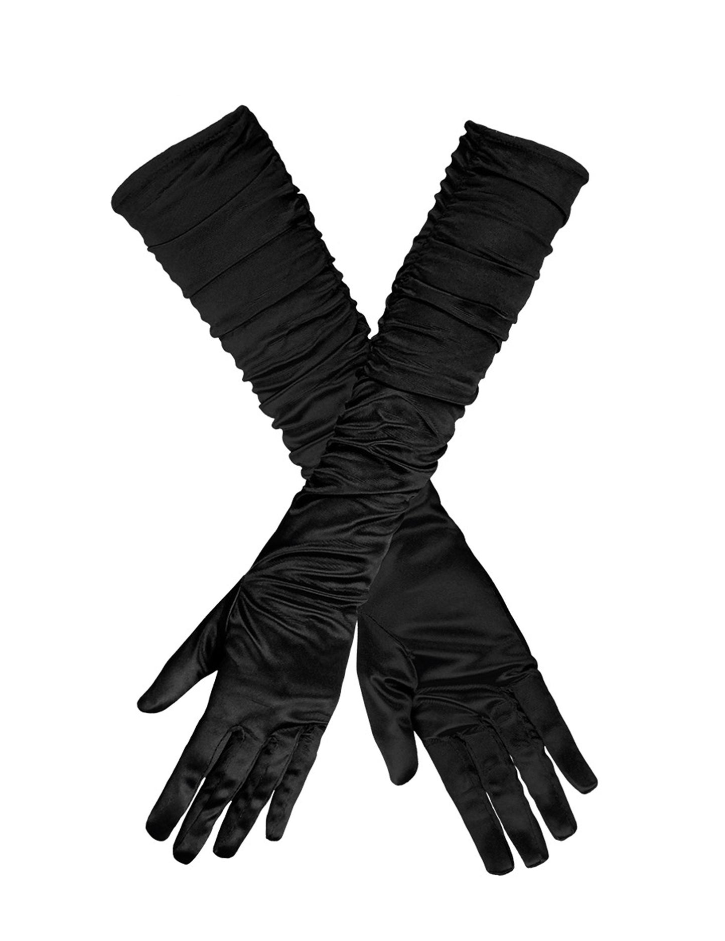 Hosszú fekete szatén kesztyű nő