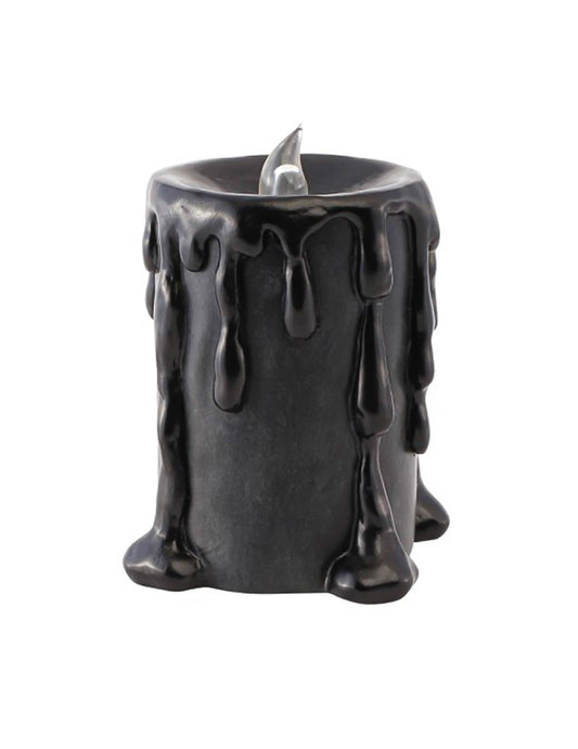 Nagy dekoratív fekete gyertyagyanta LED-del, 10 x 8,5 x 12 cm