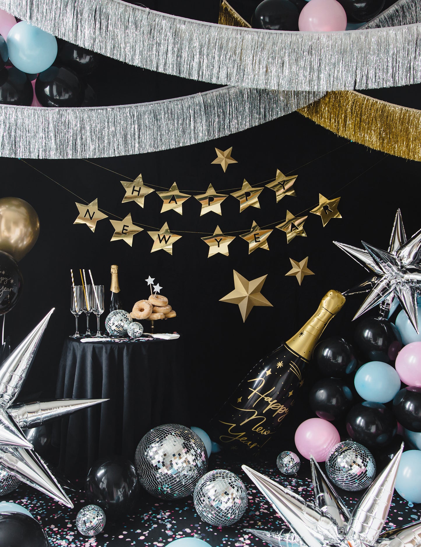 Aranycsillagok Garland boldog új évet 290 cm