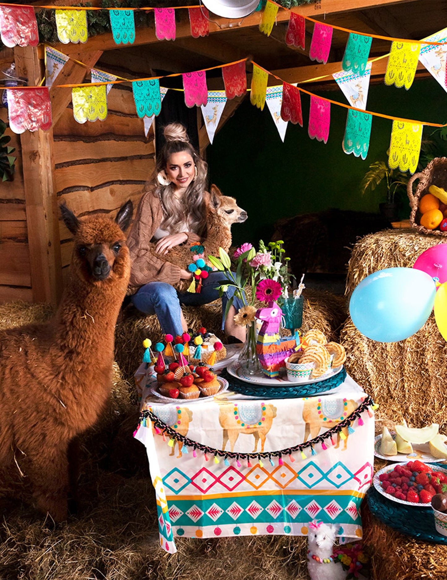 Többszínű pompom Garland 125 cm