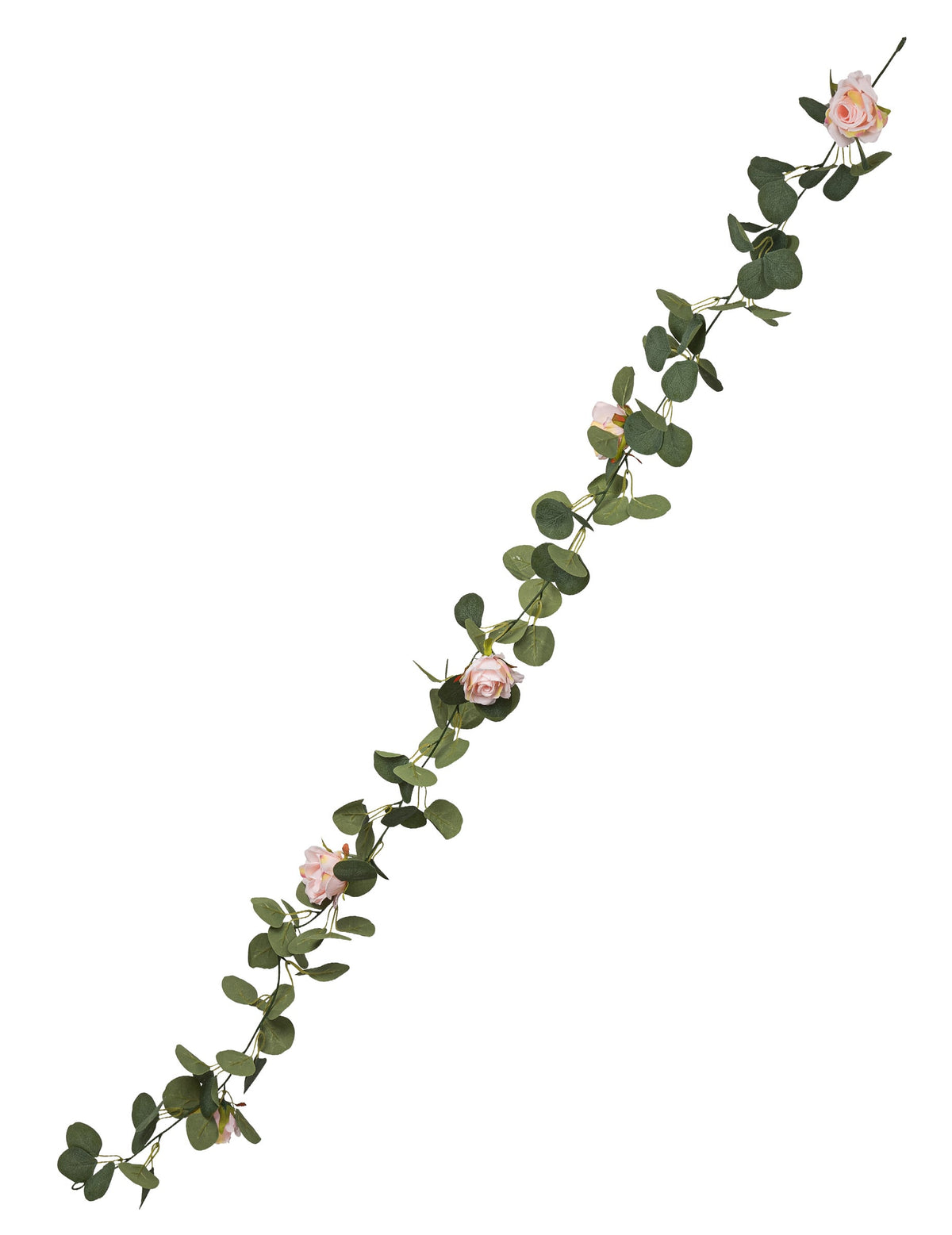 Guirlande de roses et eucalyptus artificielle vert et rose