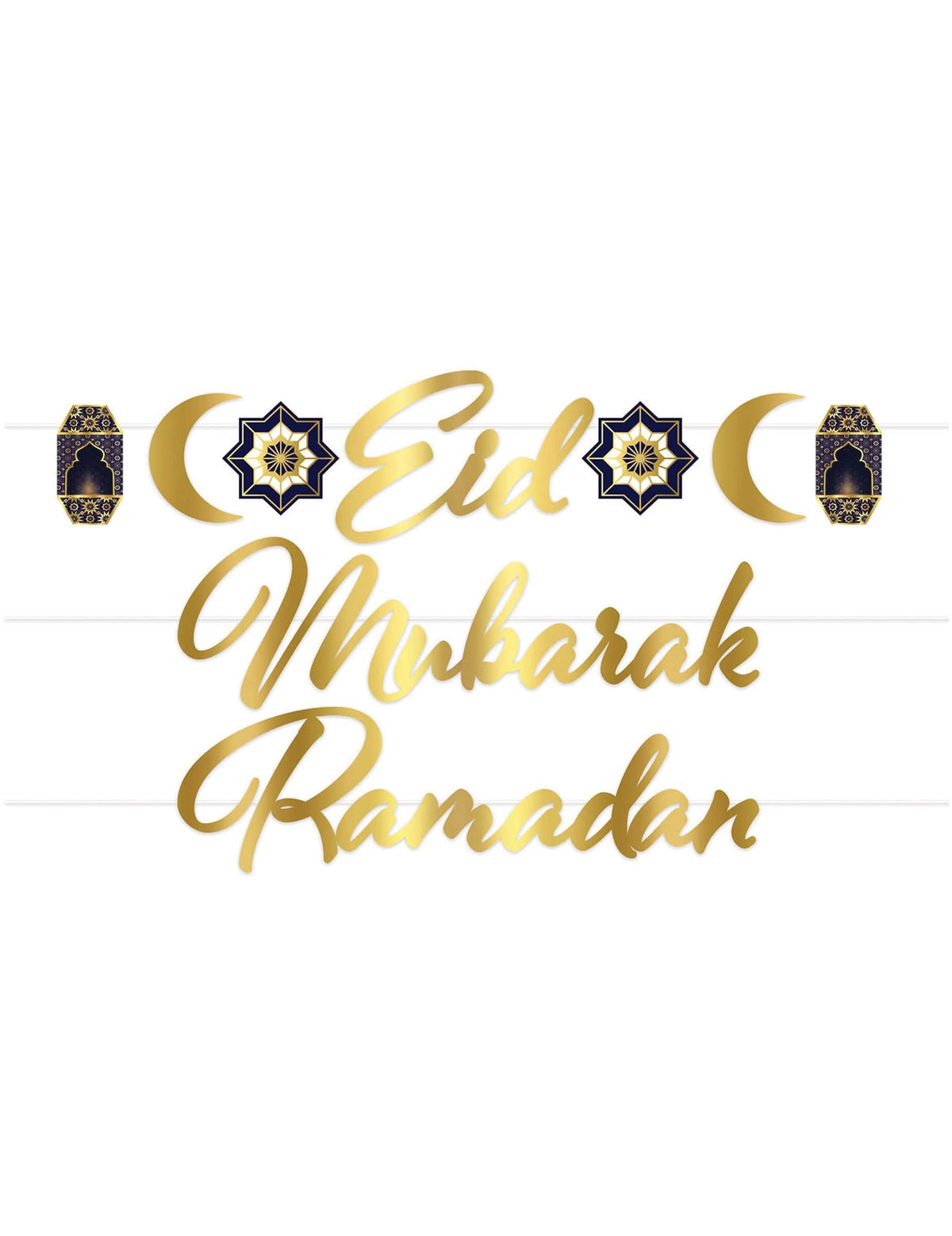 Kartongból készült Aïd Mubarak girland arany és kék dekorációhoz