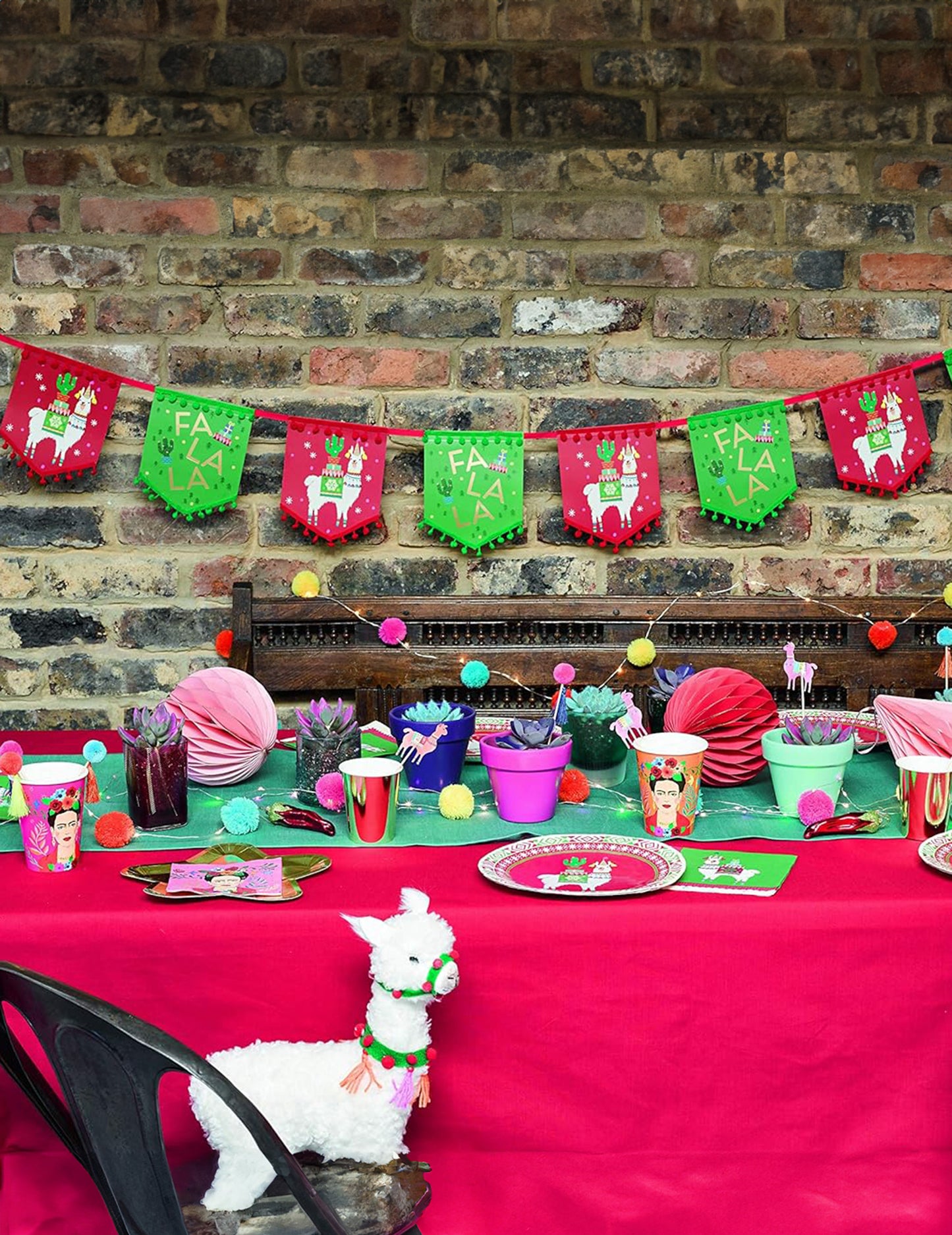 4 méteres karácsonyi láma kartonfüzér zászlócskákkal