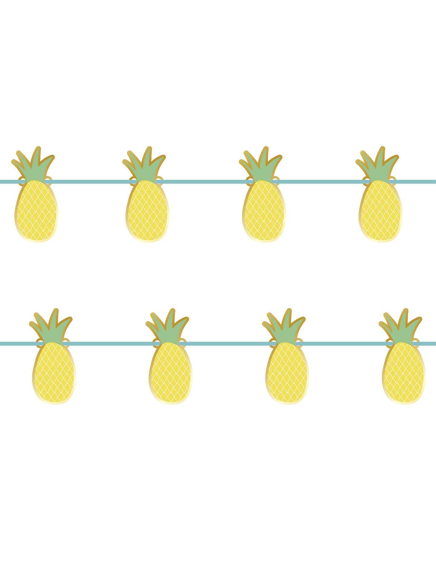 Fémes karton ananász girland, 2m, nyári dekoráció