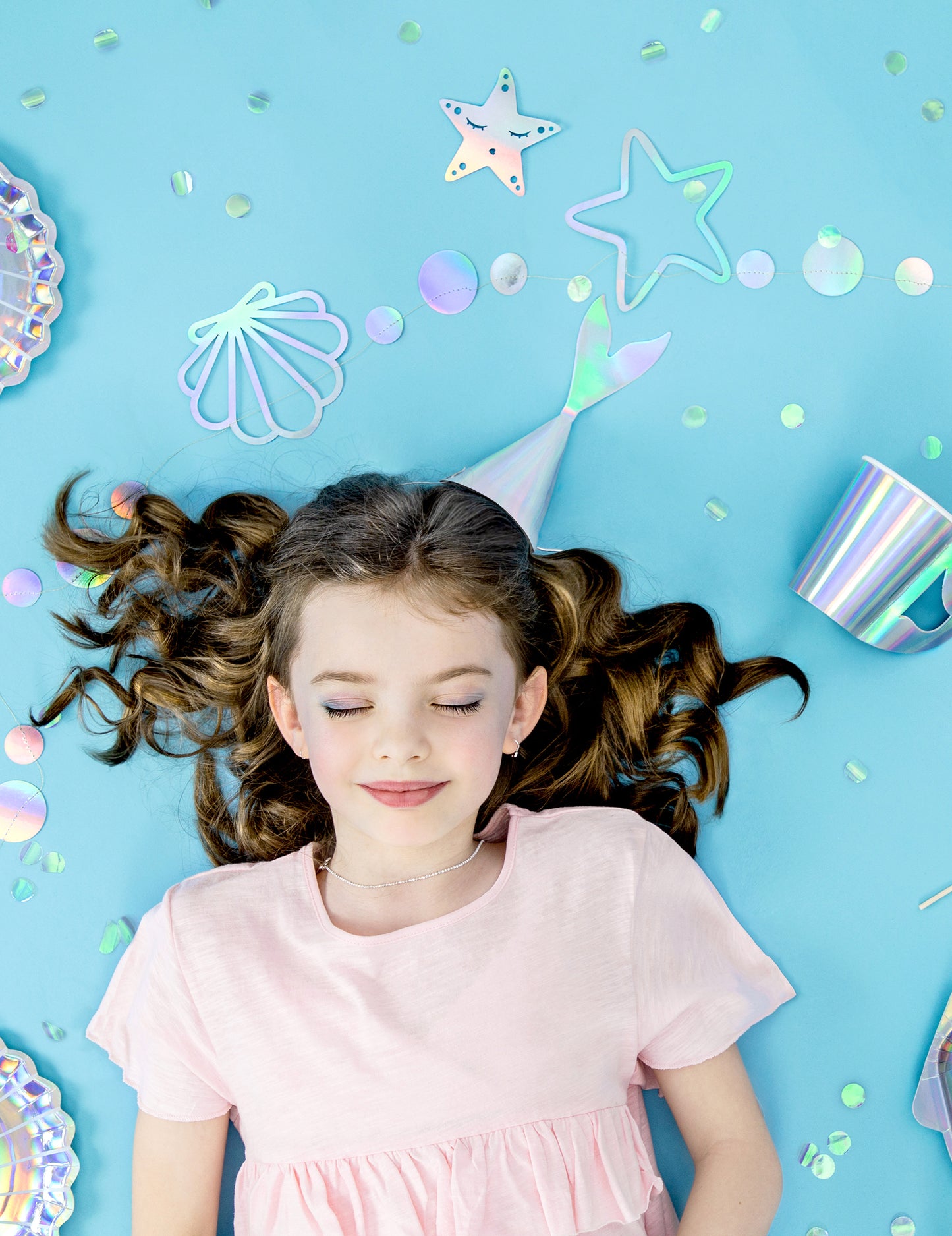 Holografikus sellő karton karton Garland 1,65 m