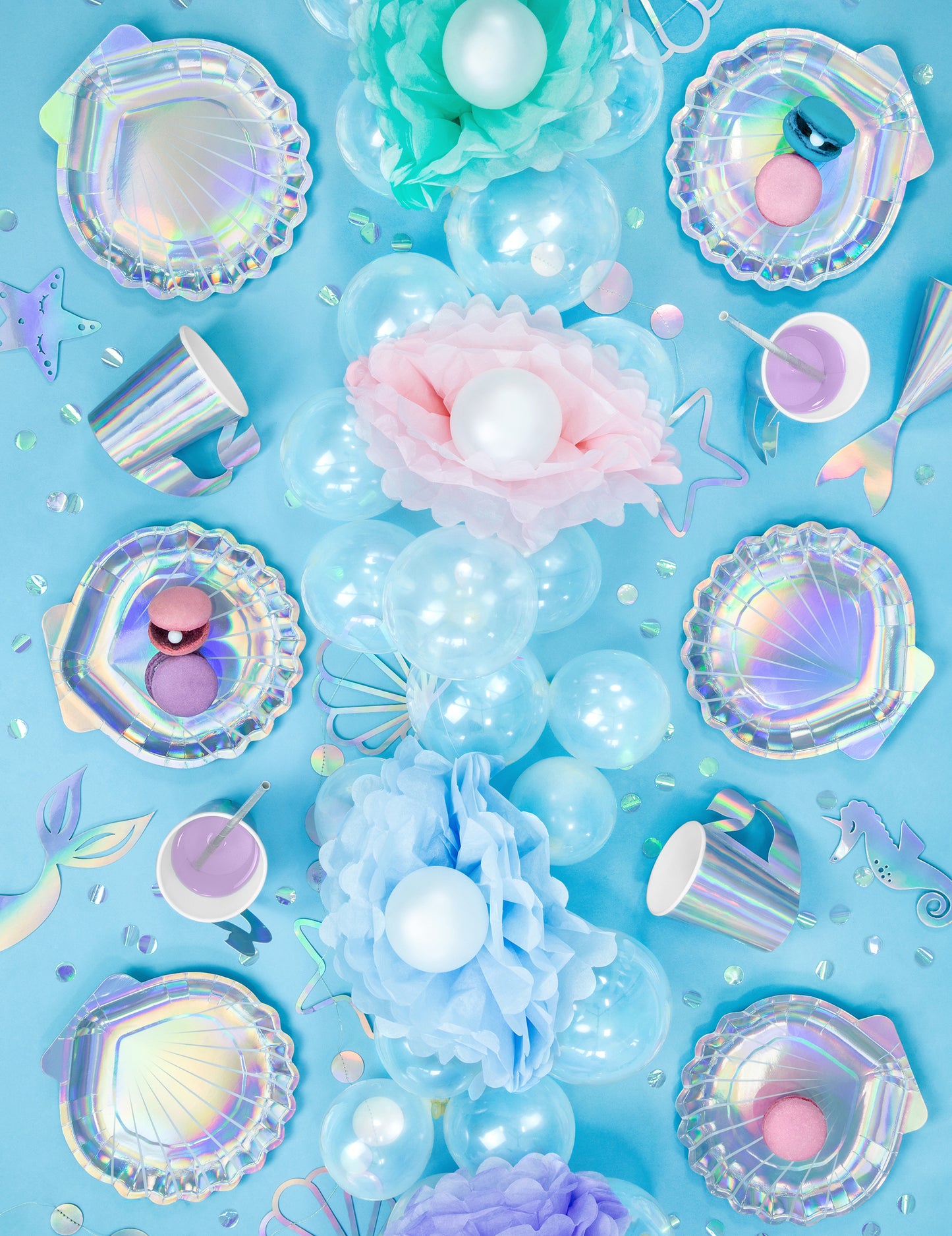 Holografikus sellő karton karton Garland 1,65 m