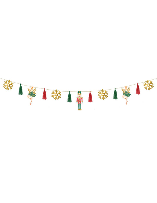 Vue d'ensemble de la guirlande en papier casse noisette et ballerine pour noël