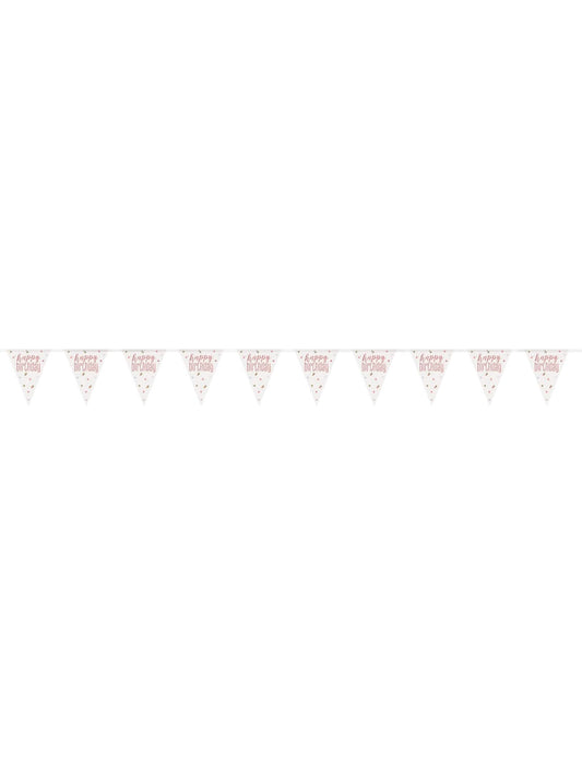 Vue d'ensemble de la guirlande fanions en plastique Happy Birthday