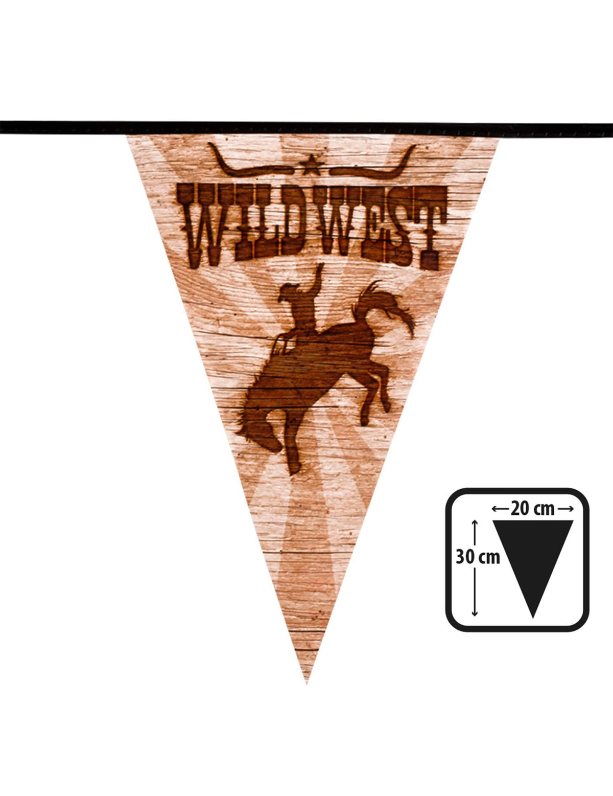 Egy western Wild West zászlócska-girland zászlócskáinak méretei