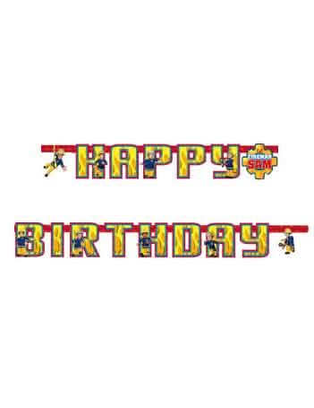 Sam tűzoltó Happy Birthday girland gyermekeknek sárga és piros