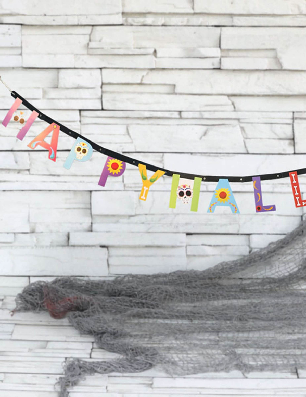 A boldog halloweent Dia de los Muertos girlandának bemutatása