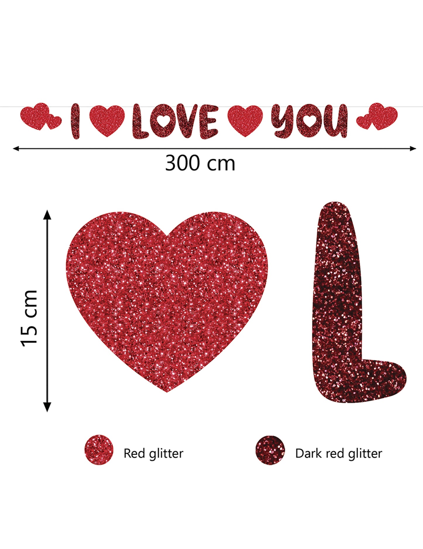 Karton szív alakú füzér "Szeretlek" 3m