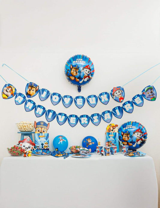 Kék „Boldog születésnapot” Mancs őrjárat girland 2,50 m x 16 cm