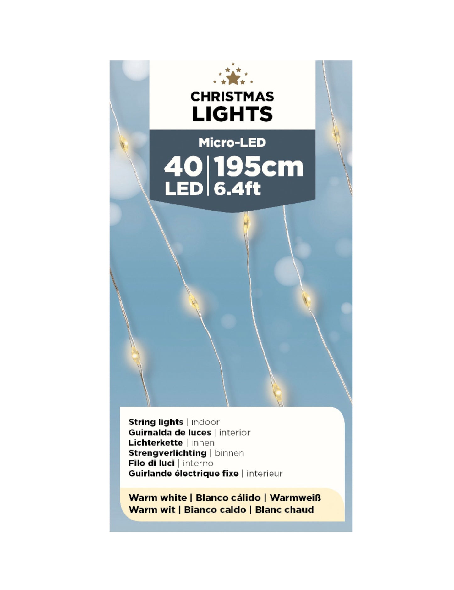 Világító koszorú a meleg fehér belső térhez 40 LED 195 cm