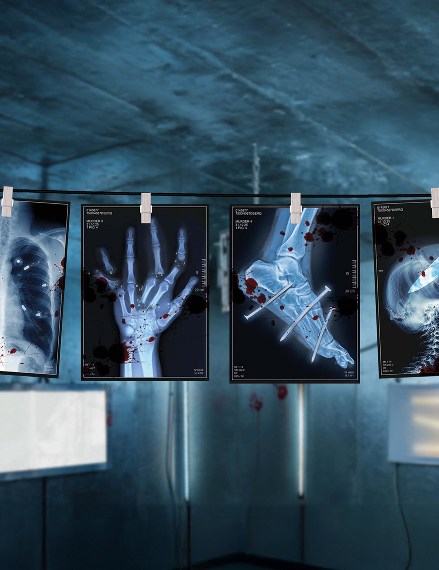 Halloween papír röntgen girland, 3m