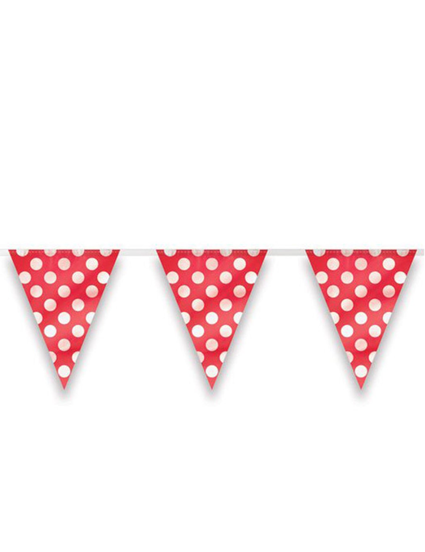 Piros girland fehér pöttyös zászlókkal, 3,65 m