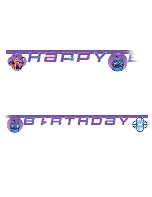 Happy Birthday karton zászlófüzér K-pop Demon Hunters™ 2m