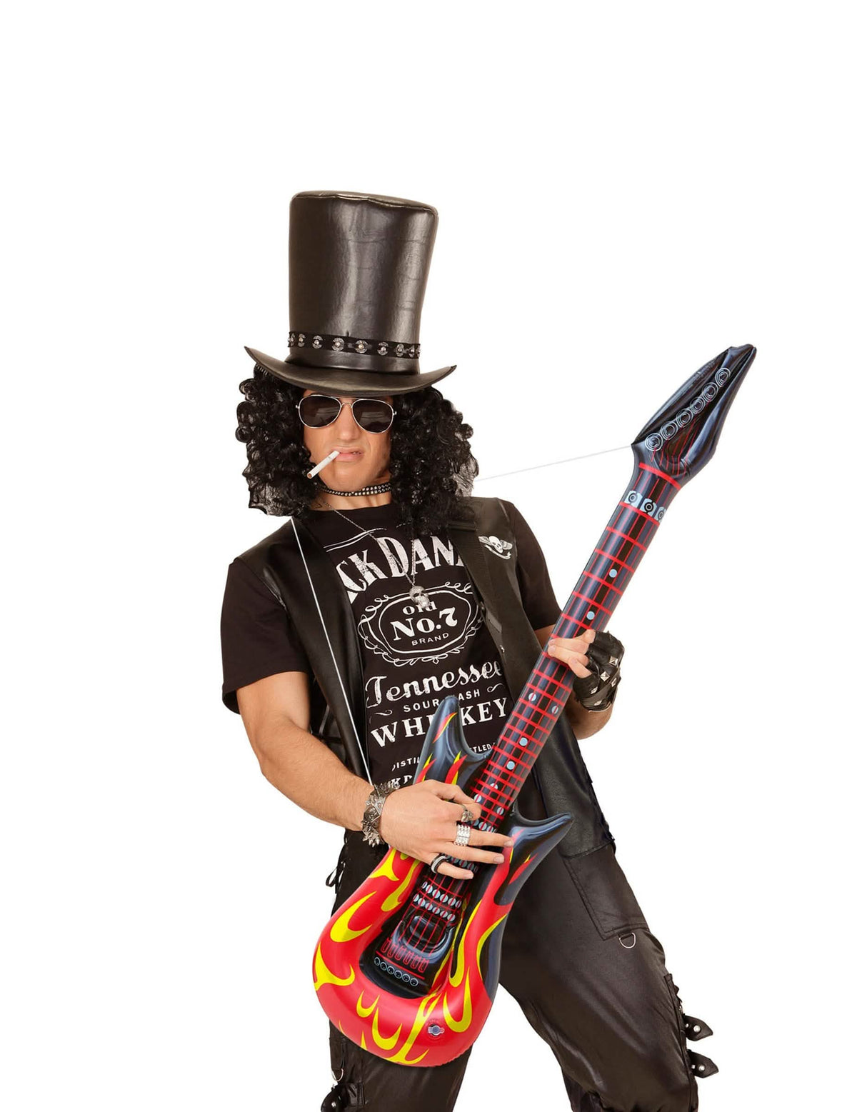 felnőtt általi használatú vigyél rock lángokban a felfújható gitárnak