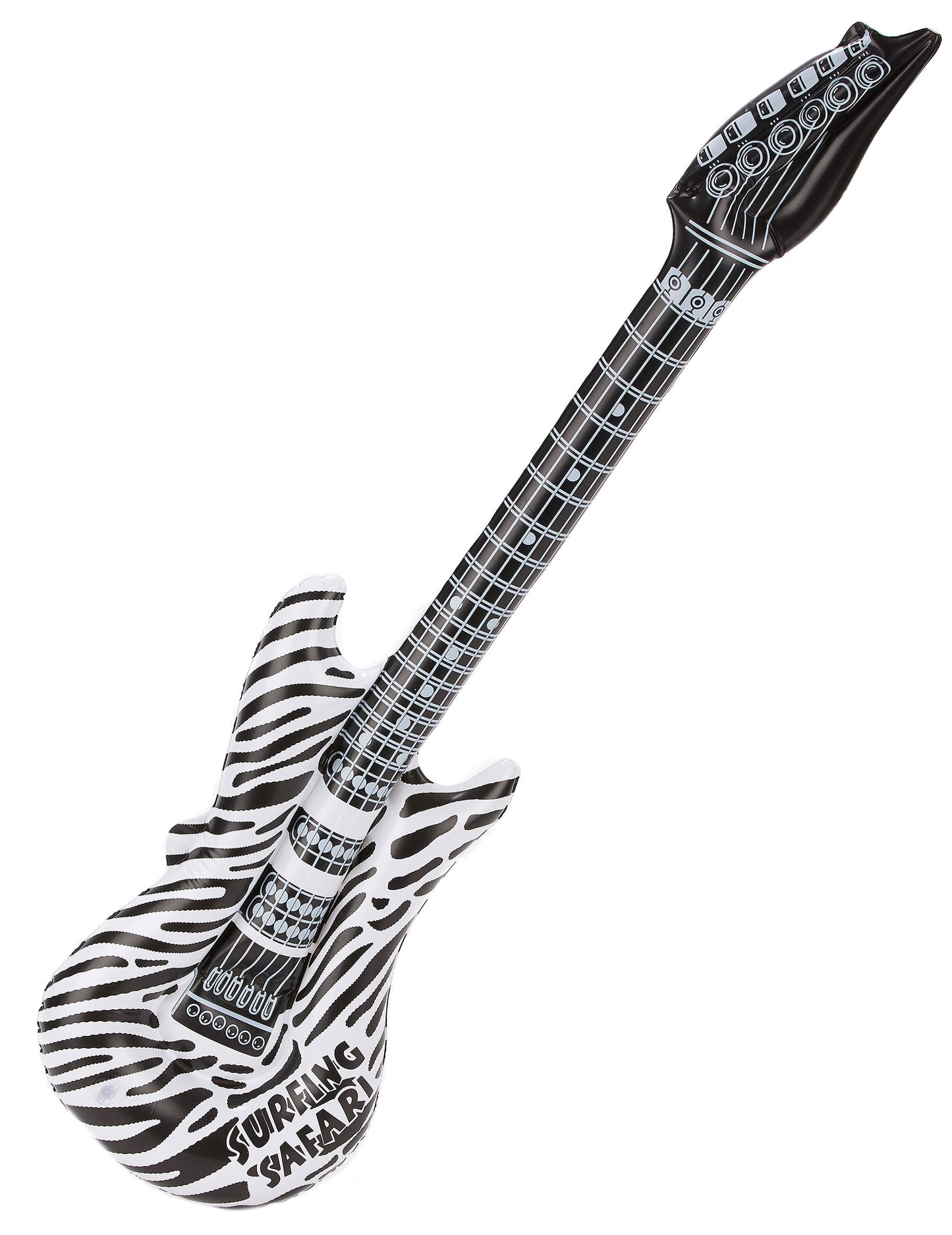 Guitare rock gonflable zébrée pour adulte noir et blanc