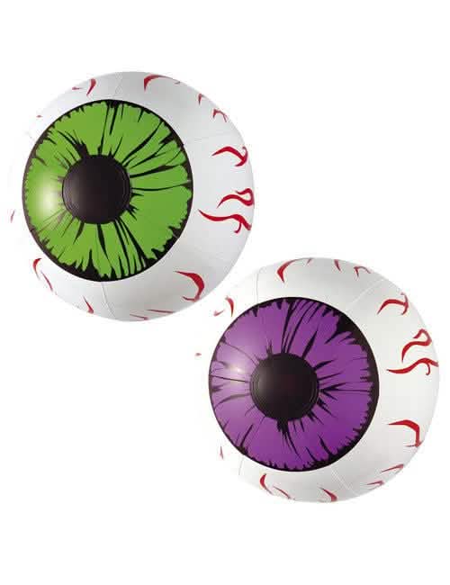 Felfújható halloween szemek dekorációhoz, fehér, zöld és lila íriszekkel