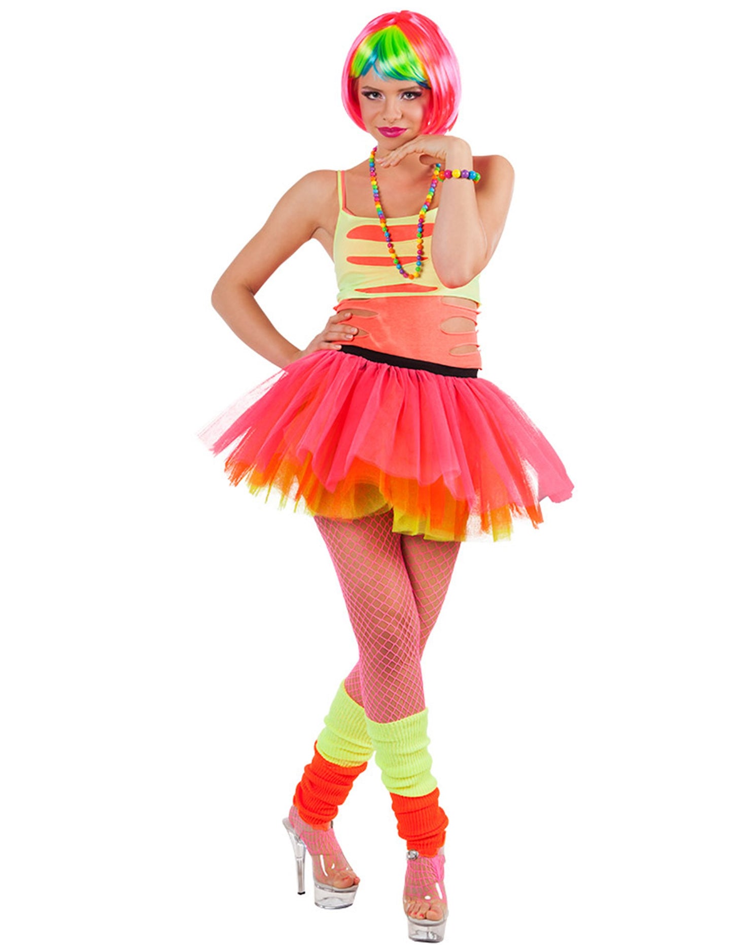 Áttekintés a női narancssárga fluo harisnyáról hálós anyagból