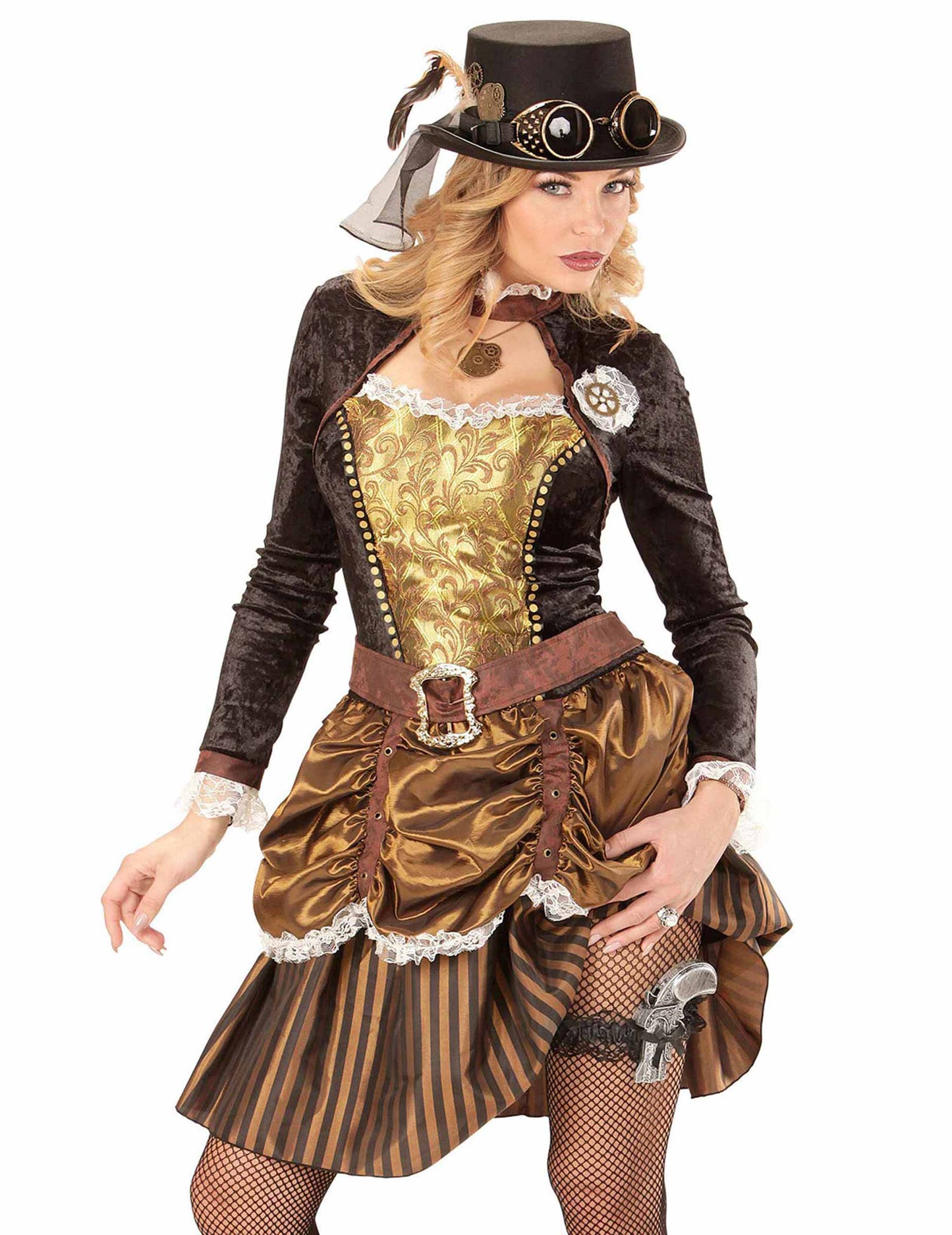 Fekete harisnyakötő nőstény pisztollyal