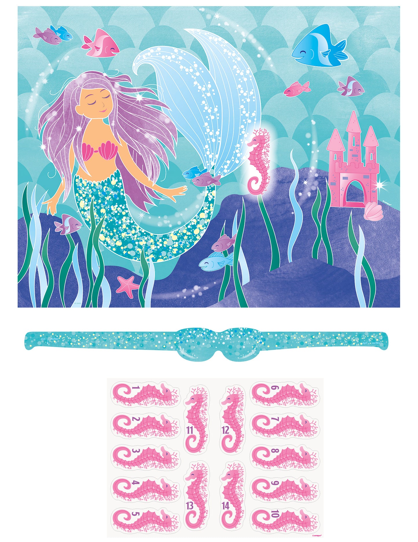 Csinos sellő partijáték rózsaszín csikóhalakkal